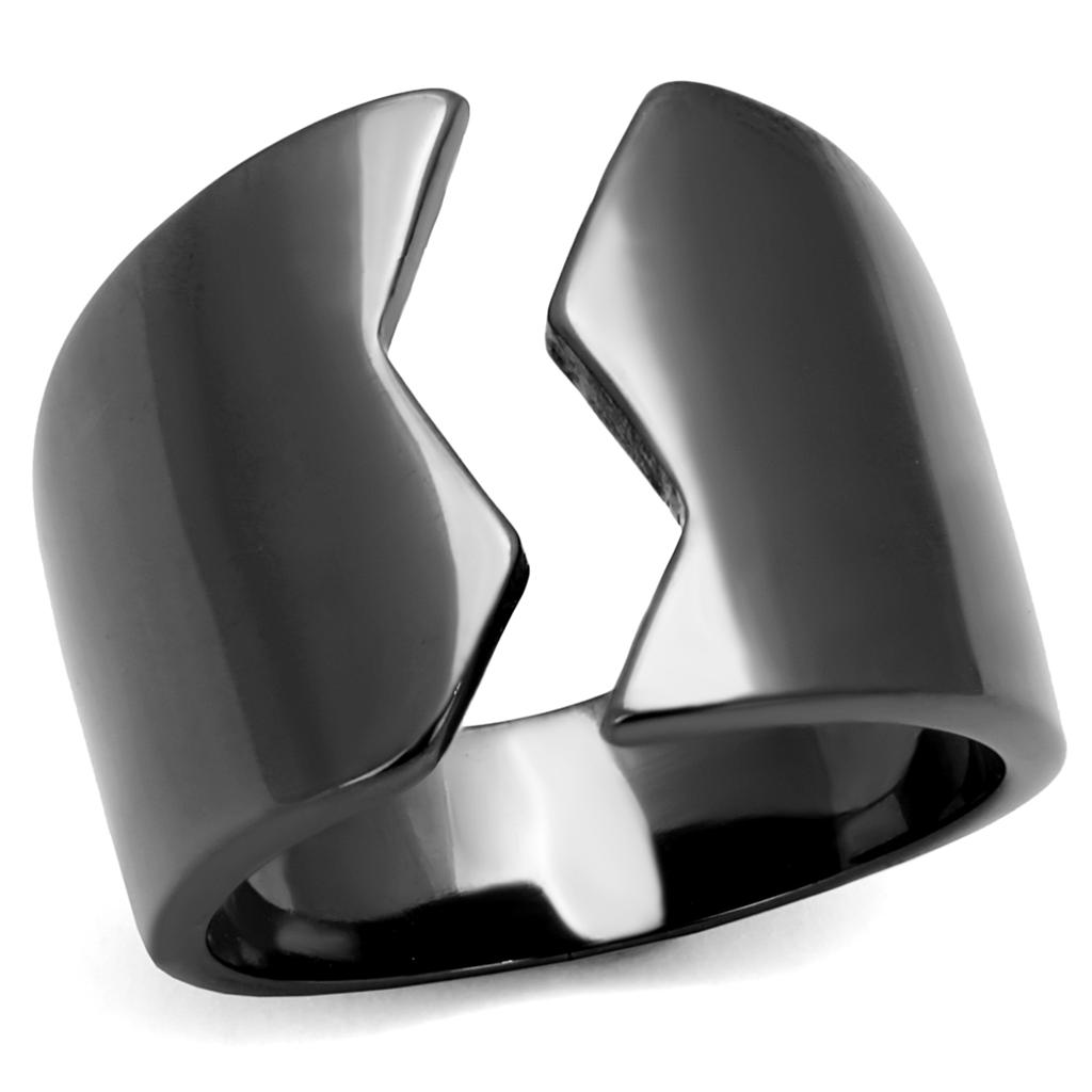 IP Light Black  (IP Gun) Stainless Steel Ring with No Stone