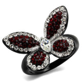 Two-Tone IP Black (Ion Plating) Stainless Steel Ring with Top Grade Crystal  in Siam