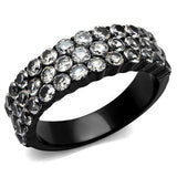 IP Black(Ion Plating) Stainless Steel Ring with AAA Grade CZ  in Clear