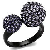 IP Black(Ion Plating) Stainless Steel Ring with Top Grade Crystal  in Multi Color