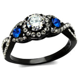 Two-Tone IP Black (Ion Plating) Stainless Steel Ring with AAA Grade CZ  in Clear