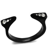 IP Black(Ion Plating) Stainless Steel Ring with Top Grade Crystal  in Clear