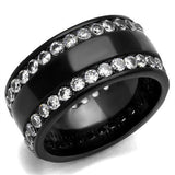 IP Black(Ion Plating) Stainless Steel Ring with AAA Grade CZ  in Clear
