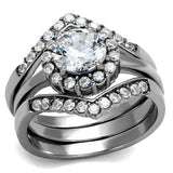 High polished (no plating) Stainless Steel Ring with AAA Grade CZ  in Clear