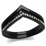 IP Black(Ion Plating) Stainless Steel Ring with Top Grade Crystal  in Clear