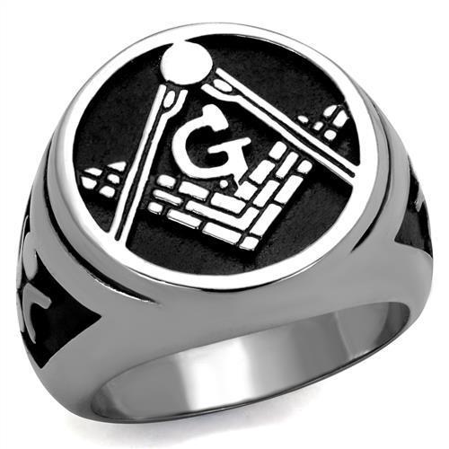 High polished (no plating) Stainless Steel Ring with Epoxy  in Jet