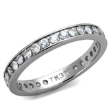 High polished (no plating) Stainless Steel Ring with AAA Grade CZ  in Clear