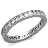 High polished (no plating) Stainless Steel Ring with AAA Grade CZ  in Clear