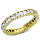 IP Gold(Ion Plating) Stainless Steel Ring with AAA Grade CZ  in Clear