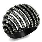 IP Black(Ion Plating) Stainless Steel Ring with Top Grade Crystal  in Black Diamond