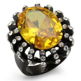 IP Black(Ion Plating) Stainless Steel Ring with AAA Grade CZ  in Topaz