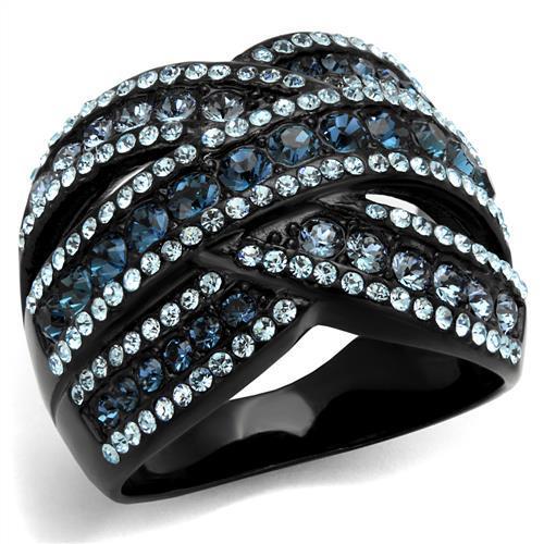 IP Black(Ion Plating) Stainless Steel Ring with Top Grade Crystal  in Montana