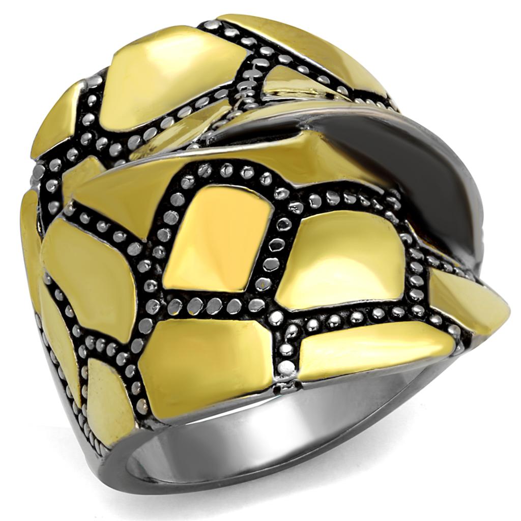 Two-Tone IP Gold (Ion Plating) Stainless Steel Ring with Epoxy  in Jet