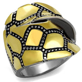 Two-Tone IP Gold (Ion Plating) Stainless Steel Ring with Epoxy  in Jet