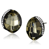 IP Black(Ion Plating) Stainless Steel Earrings with Top Grade Crystal  in Black Diamond