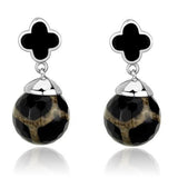 High polished (no plating) Stainless Steel Earrings with Synthetic Onyx in Multi Color