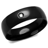 IP Black(Ion Plating) Stainless Steel Ring with AAA Grade CZ  in Clear