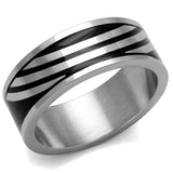 High polished (no plating) Stainless Steel Ring with Epoxy  in Jet