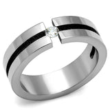 High polished (no plating) Stainless Steel Ring with AAA Grade CZ  in Clear