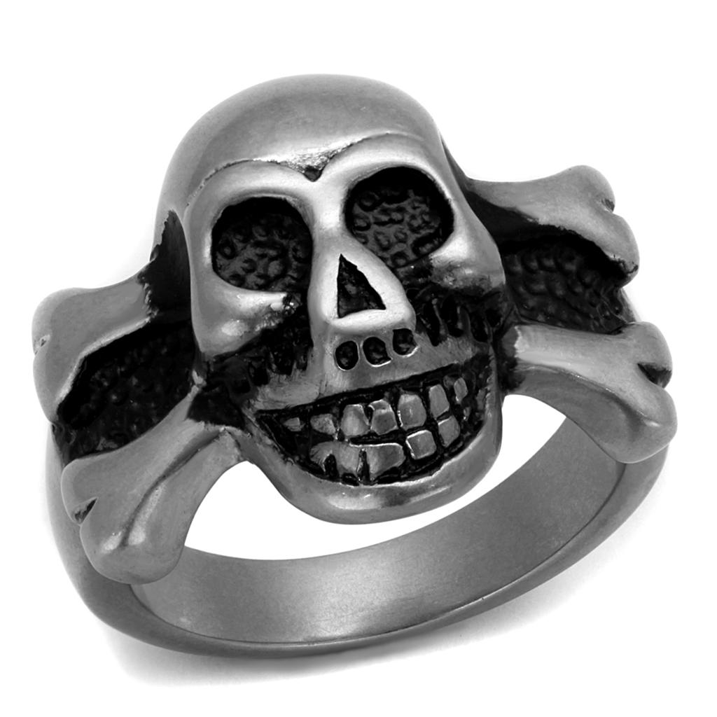 Antique Silver Stainless Steel Ring with Epoxy  in Jet