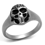 Antique Silver Stainless Steel Ring with Epoxy  in Jet