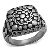 Antique Silver Stainless Steel Ring with Epoxy  in Jet