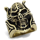 IP Antique Copper Stainless Steel Ring with Epoxy  in Jet