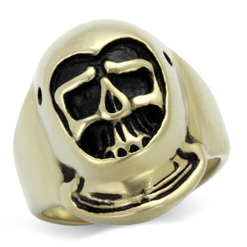 IP Antique Copper Stainless Steel Ring with Epoxy  in Jet