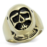 IP Antique Copper Stainless Steel Ring with Epoxy  in Jet