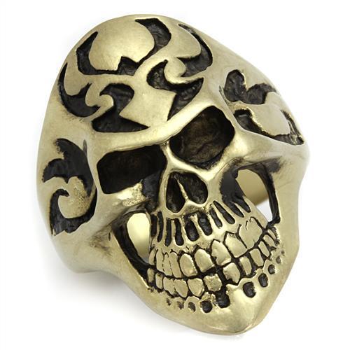 IP Antique Copper Stainless Steel Ring with Epoxy  in Jet