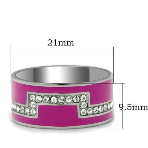 High polished (no plating) Stainless Steel Ring with Top Grade Crystal  in Clear