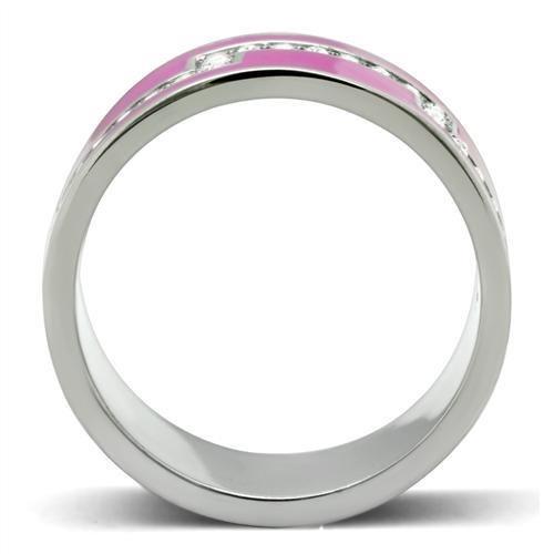 High polished (no plating) Stainless Steel Ring with Top Grade Crystal  in Clear