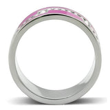 High polished (no plating) Stainless Steel Ring with Top Grade Crystal  in Clear