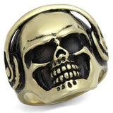 IP Antique Copper Stainless Steel Ring with Epoxy  in Jet