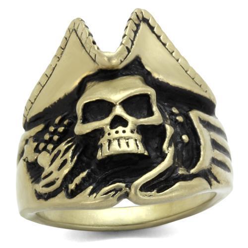 IP Antique Copper Stainless Steel Ring with Epoxy  in Jet