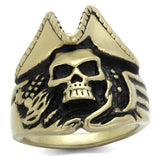 IP Antique Copper Stainless Steel Ring with Epoxy  in Jet