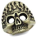 IP Antique Copper Stainless Steel Ring with Epoxy  in Jet