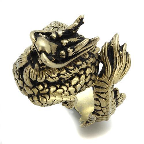 IP Antique Copper Stainless Steel Ring with Epoxy  in Jet