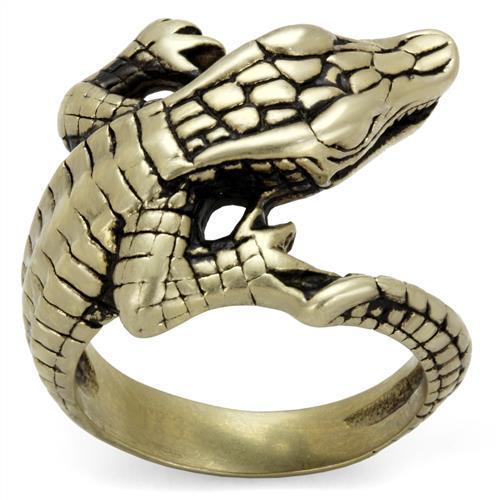 IP Antique Copper Stainless Steel Ring with Epoxy  in Jet