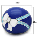 High polished (no plating) Stainless Steel Ring with Top Grade Crystal  in Sea Blue