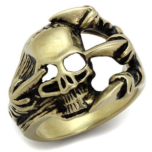 IP Antique Copper Stainless Steel Ring with Epoxy  in Jet