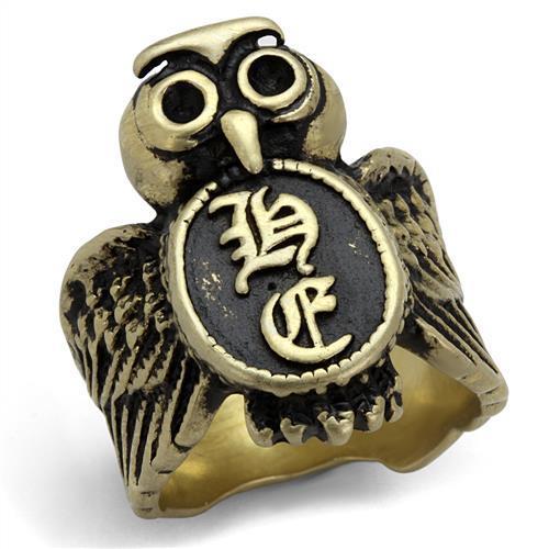 IP Antique Copper Stainless Steel Ring with Epoxy  in Jet