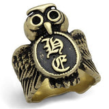 IP Antique Copper Stainless Steel Ring with Epoxy  in Jet