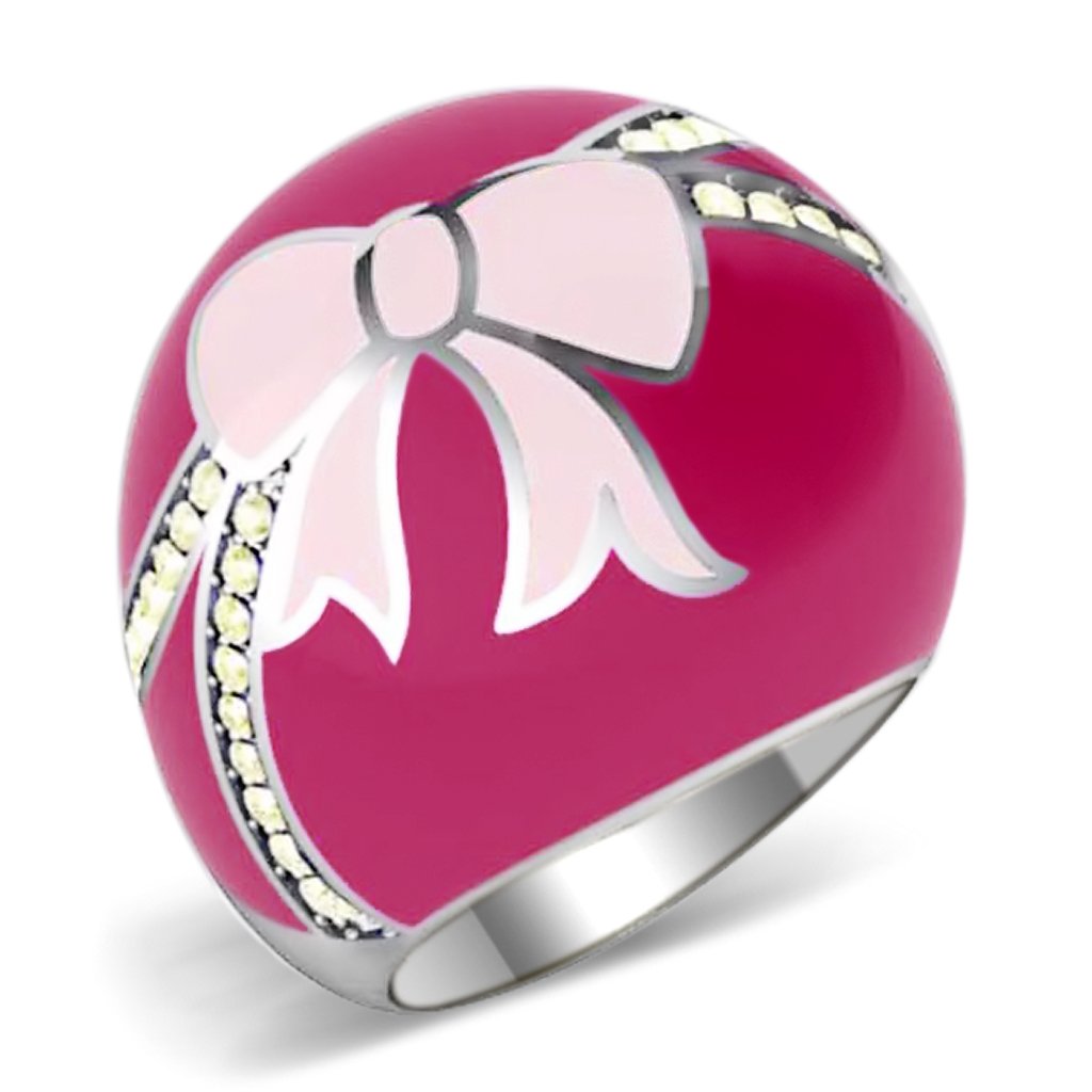 High polished (no plating) Stainless Steel Ring with Top Grade Crystal  in Citrine Yellow