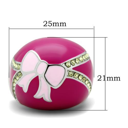 High polished (no plating) Stainless Steel Ring with Top Grade Crystal  in Citrine Yellow