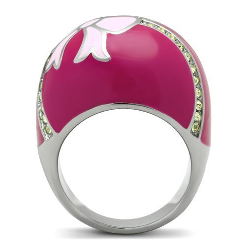 High polished (no plating) Stainless Steel Ring with Top Grade Crystal  in Citrine Yellow