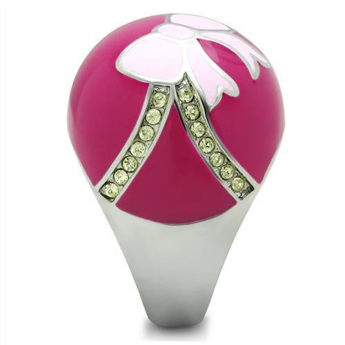 High polished (no plating) Stainless Steel Ring with Top Grade Crystal  in Citrine Yellow