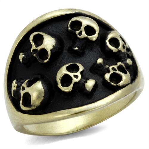 IP Antique Copper Stainless Steel Ring with Epoxy  in Jet