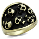 IP Antique Copper Stainless Steel Ring with Epoxy  in Jet