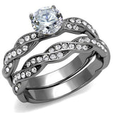 High polished (no plating) Stainless Steel Ring with AAA Grade CZ  in Clear